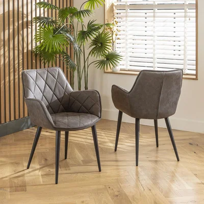 Quatropi 2 Mia Carver Dining Chairs with Arms Dark Grey
