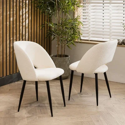 Quatropi 2 Atlanta Boucle Dining Chairs White