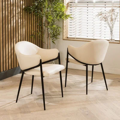 Quatropi 2 Ashley Leather Dining Chairs Cream Clay