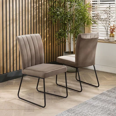 Quatropi 2 Deco Velvet Dining Chairs Mink