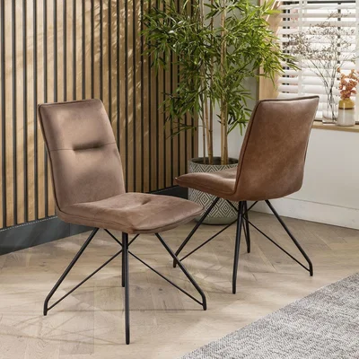 Quatropi 2 Detroit Fabric Dining Chairs Brown