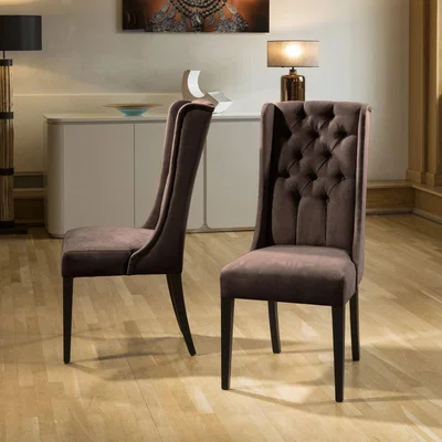 Quatropi Luxury Made to Order Premium High Back Velvet buttoned Dining Chair x2