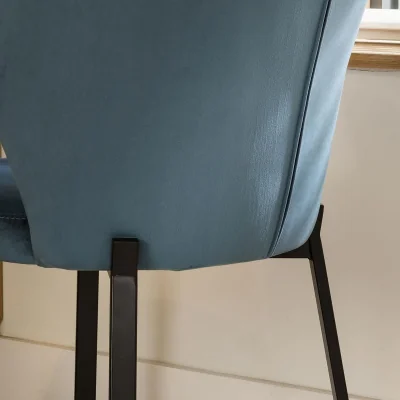 Quatropi Zoe Modern Velvet Dining Chairs Agean Blue & Black