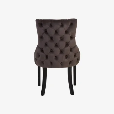 The Range Kensington Townhouse Grey Velvet Button Tufted Dining Chair - Black