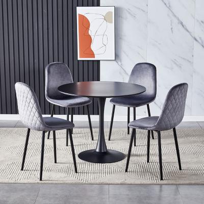 The Range Set of 2 Velvet Upholstered Dining Chair Rhombus Patterned Back  - Grey