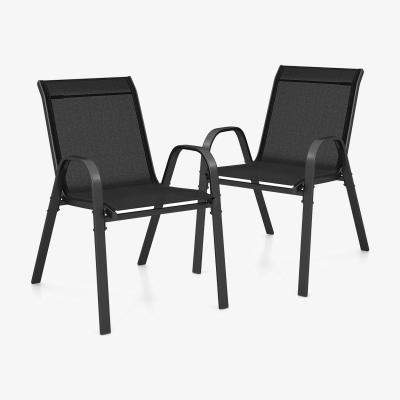 The Range Set of 2 Patio Chairs Metal Dining Chair - Black