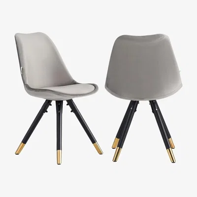 The Range Sofia Velvet Dining Chair with Metal Legs - Retro Scandinavian Styl - Light Grey