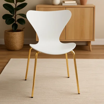 The Range Laila White Seat And Gold Finish Legs Dining Chair - Gold, White