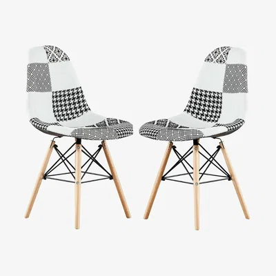 The Range Chrono Patchwork Eiffel Set of 2 Dining Chairs - Multi-Coloured