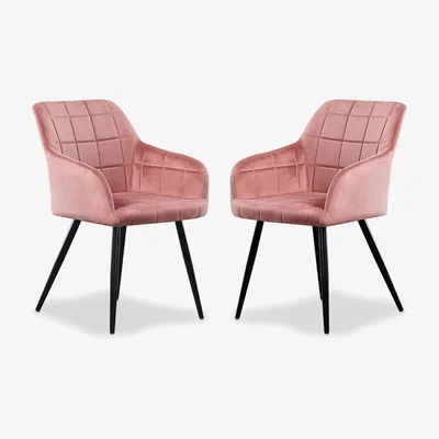 The Range Camden Velvet Dining Chair Set of 2 - Pink