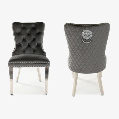 The Range Dark Grey Velvet Theo Dining Chair - Dark Grey