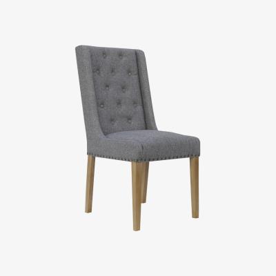 The Range Pair of Button And Studded Back Dining Chairs - Light Grey