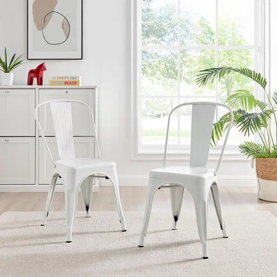 The Range Colton Stackable Tolix Style Industrial Metal Kitchen Dining Chair - White