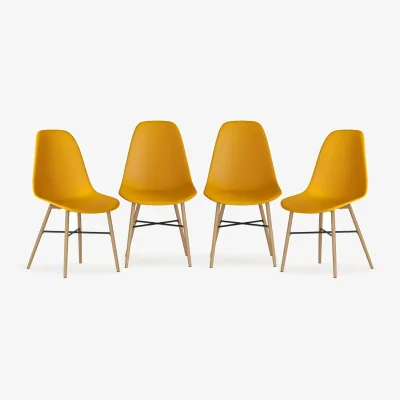 The Range Tromso Dining Chair Set Wood Effect Metal Legs - Yellow / 17.05kg