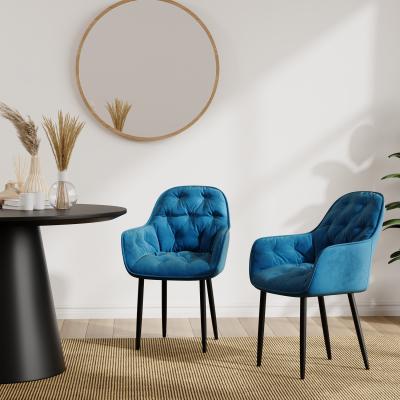 The Range Set Of 8 Anika Modern Velvet Dining Chairs - Blue