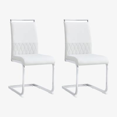 The Range Set of 2 Modern High Back Padded Dining Chairs - White
