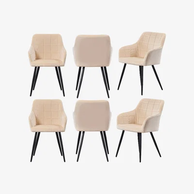 The Range Camden Velvet Dining Chair Set of 6 - White