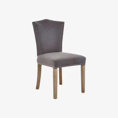 The Range Kensington Townhouse Grey Velvet Dining Chair with Antique Legs - Grey