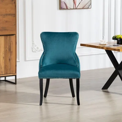 The Range Palata Velvet Fabric Dining Chairs - Set of 2 - Teal
