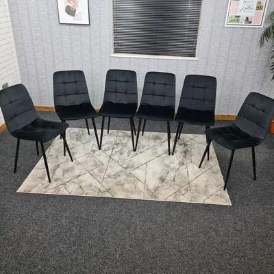 The Range Kitchen Dining Chairs Set Of 6 Black Tufted Chairs Velvet Chairs  - Black