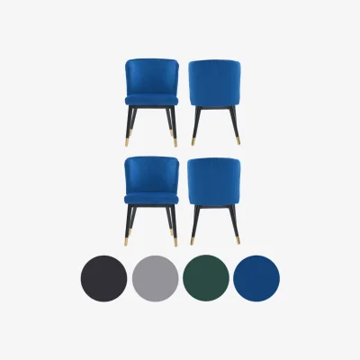 The Range 4PCs Sofina Modern Velvet Dining Chairs with Tufted Back, Wooden Frame Gold Tips - Blue