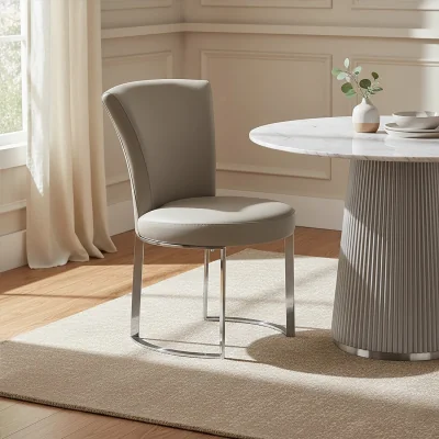 The Range Eliza Grey Faux Leather Dining Chair - Grey