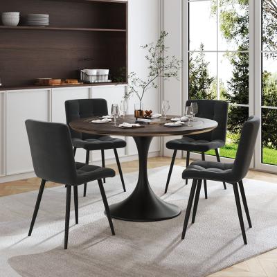 The Range Set of 4 Frosted Velvet Dining Chairs with Metal Legs - Grey