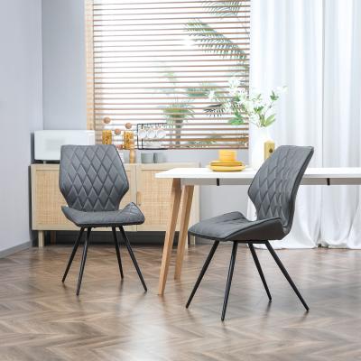 The Range Mid-Century Dining Chairs Set of 2, Upholstered Accent Chairs - Grey