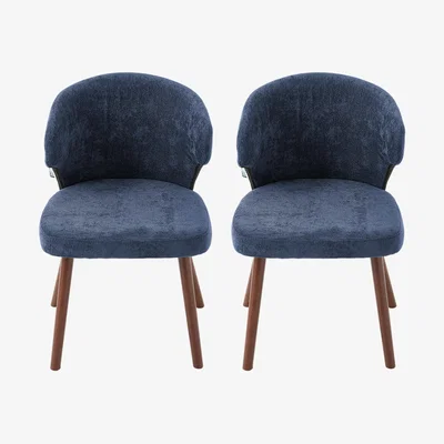 The Range Livingandhome Ergonomic BackrestSet of 2 Upholstered Dining Chairs - Blue