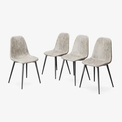 The Range URBNLIVING Faux Leather Dining Chair Metal Legs - Greige / 4