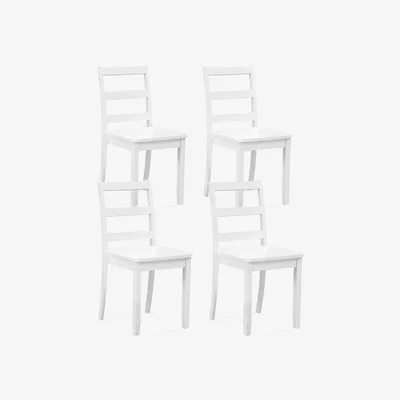 The Range Set of 2 Dining Chairs Ladder Back Side Chairs - White