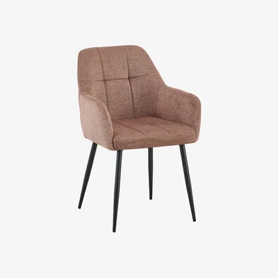 The Range SONARA Modern Dining Chair - Plush Chenille Upholstery, Ergonomic Curved Back, Metal Cross Legs - Light Red