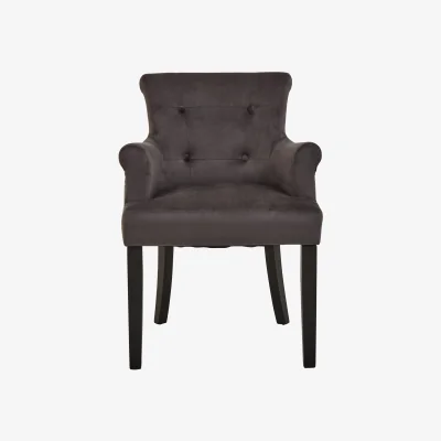 The Range Doucet Grey Velvet Dining Chair With Ring Back - Black
