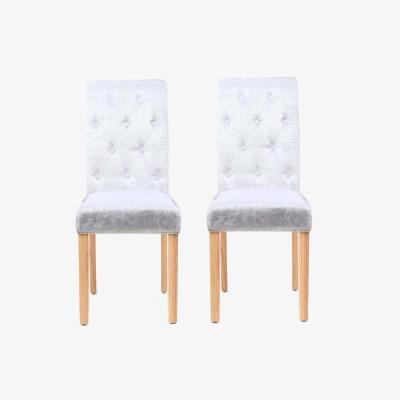 The Range Neo Crushed Velvet Button High Back Roll Top Dining Chair Set of 2 - Ivory