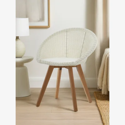 The Range Lovina White Rattan Effect Dining Chair - Brown