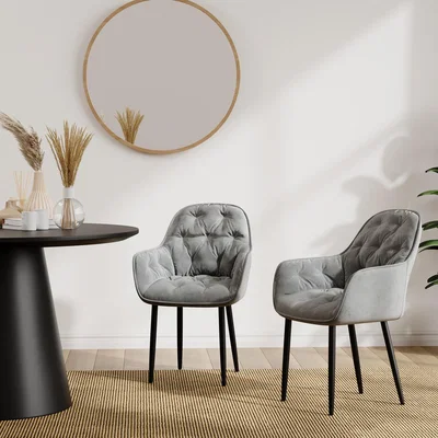 The Range Set Of 2 Anika Modern Velvet Dining Chair - Grey