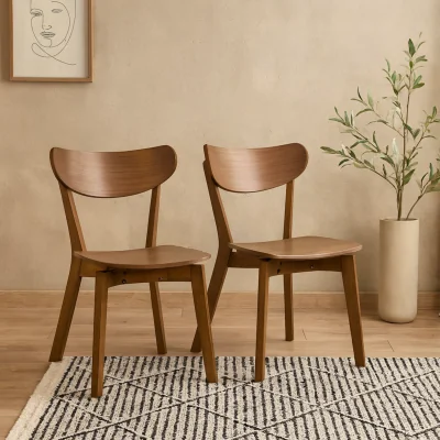 The Range Saffron Walnut Wood-Effect Dining Chairs Set of 2 - Natural