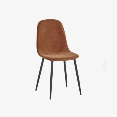 The Range Set of 4 Lottie Chenille Upholstered Dining Chairs - Terracotta