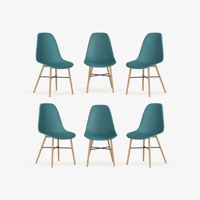 The Range Tromso Dining Chair Set Wood Effect Metal Legs - Ocean / 20kg