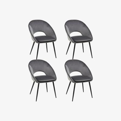 The Range Grey Velvet Dining Chairs Set of 4 Modern velvet  Chairs - Grey