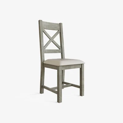 The Range Set Of 2 Solid Reclaimed Pine Dining Chairs Limewashed Finish - Limewashed