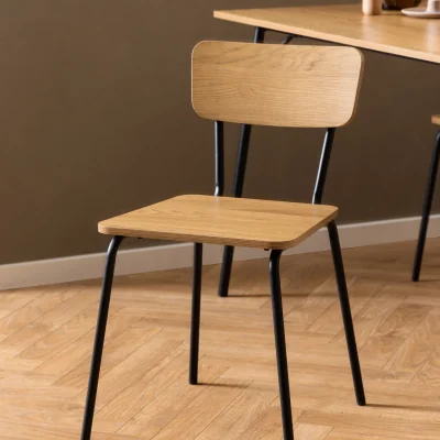 The Range Peru Dining Chair in Steel and Oak Set of 4 - Steel & Oak