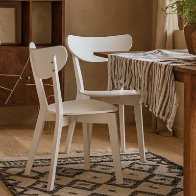 The Range Saffron White Wooden Dining Chairs, Set of 2 - Scandinavian Modern - White