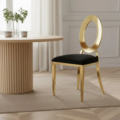 The Range Sarita Stackable Gold Frame Dining Chair - Black, Gold