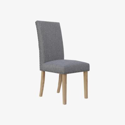The Range Pair of Straight Back Fabric Dining Chairs - Light Grey