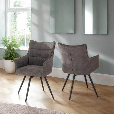 The Range Lewis Carver Swivel Dining Chair - Dark Grey