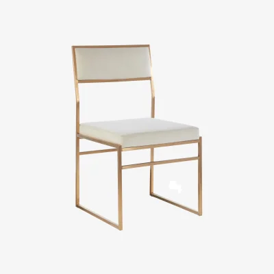 The Range Mian Milky White Velvet Dining Chair - Gold