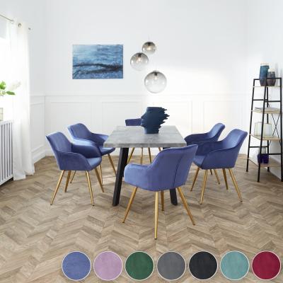 The Range 6 Marilyn Velvet-Look Chairs - Turquoise/Gold