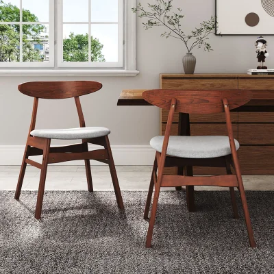 The Range 2 Piece Upholstered Dining Chairs Curved Backrest - Grey