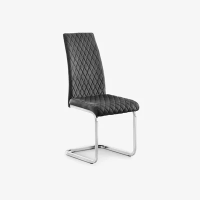 The Range Set Of 4 Calabria Velvet Cantilever Chairs - Grey - Grey